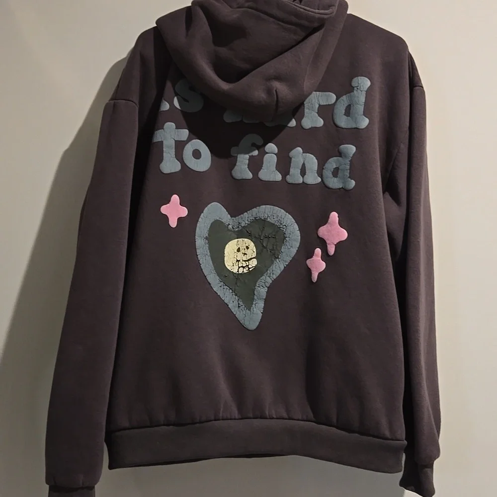 True Love gray blue pink hoodie. Size XL. Worn distressed look. - Picture 5 of 6